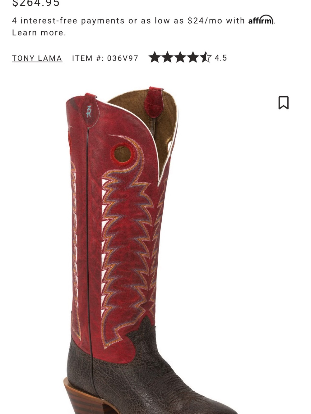 Tony Lama Red and Brown Embroidered Leather Western Boots